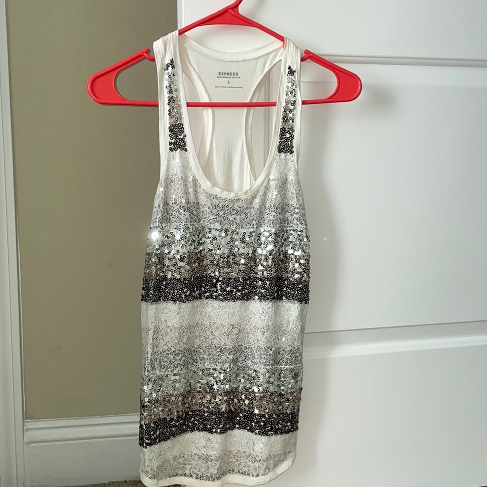 Express sequin tank top